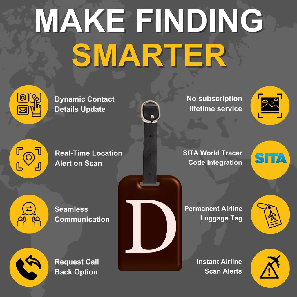 Initials Bag tag D  [pack 2]