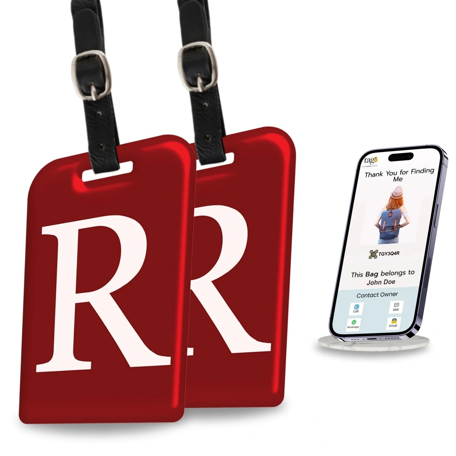 Initials Bag tag R  [pack 2]