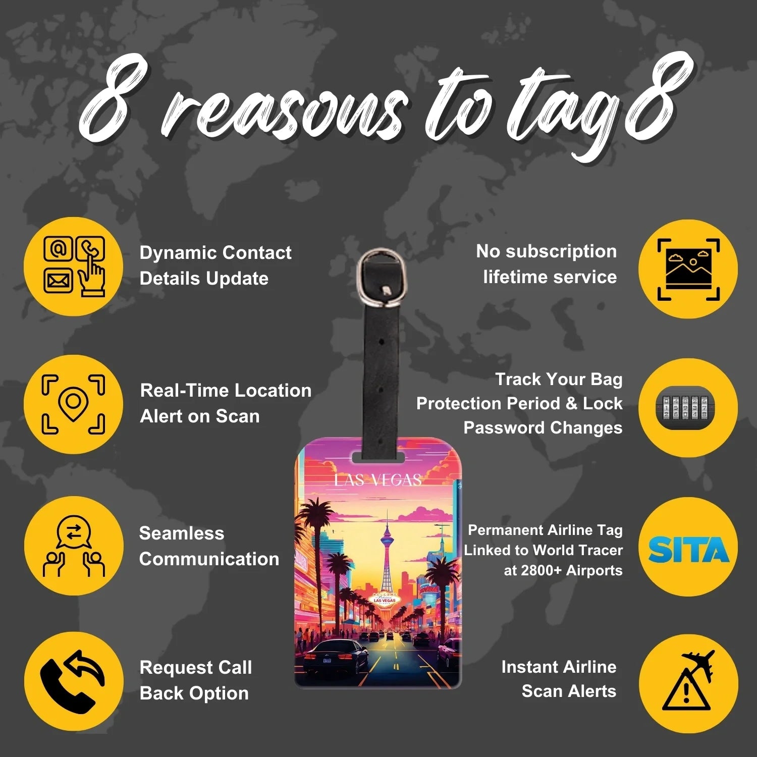 Smart Bag Security Tag - Las Vegas [Pack 2]